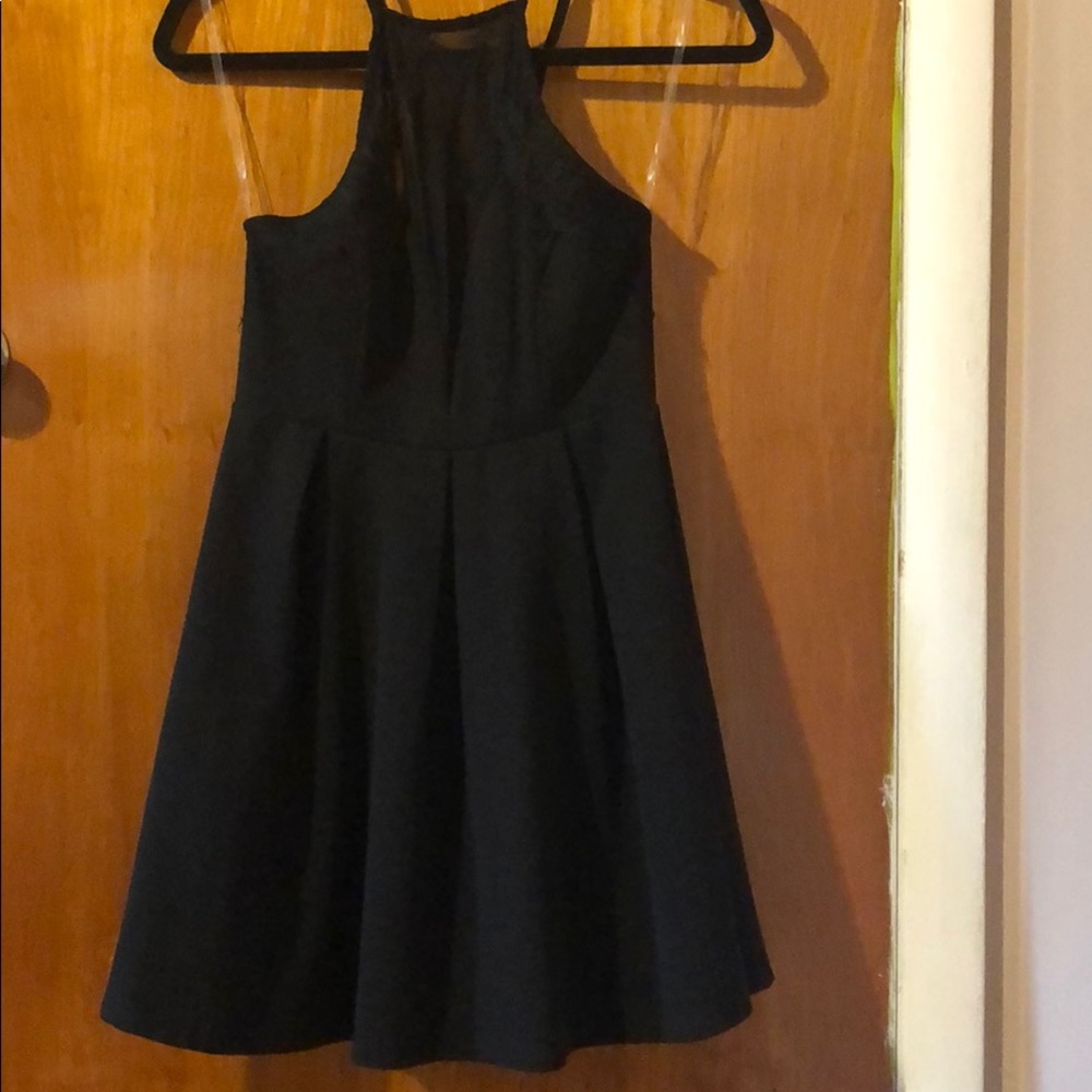 Love culture black fur and flare dress